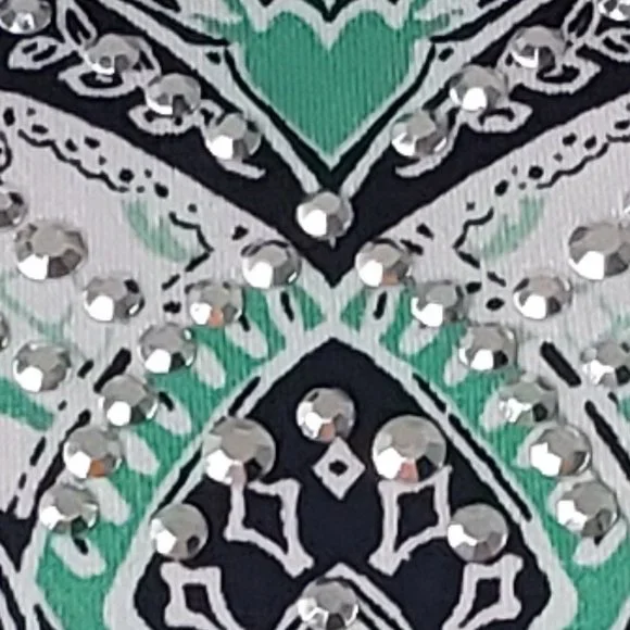 Valerie Stevens embellished top rhinestone stretch short sleeve asymmetr… - Picture 10 of 10